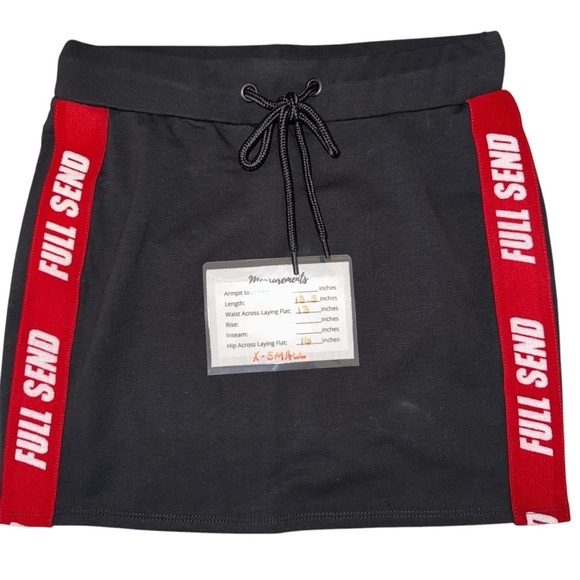 Full Send Skirt | Black Mini with Red Stripe‎ | Drawstring Waist, Comfy - Picture 2 of 6